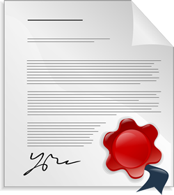 Diagram of legal document with seal